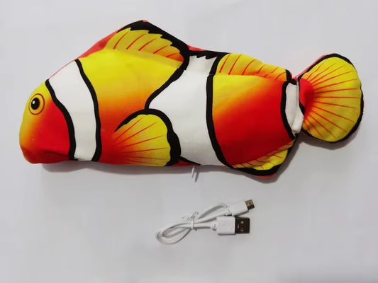 Rechargeable Interactive Floppy Fish Toy for Babies and Cats - USB Rechargeable Plush Wiggle Toy